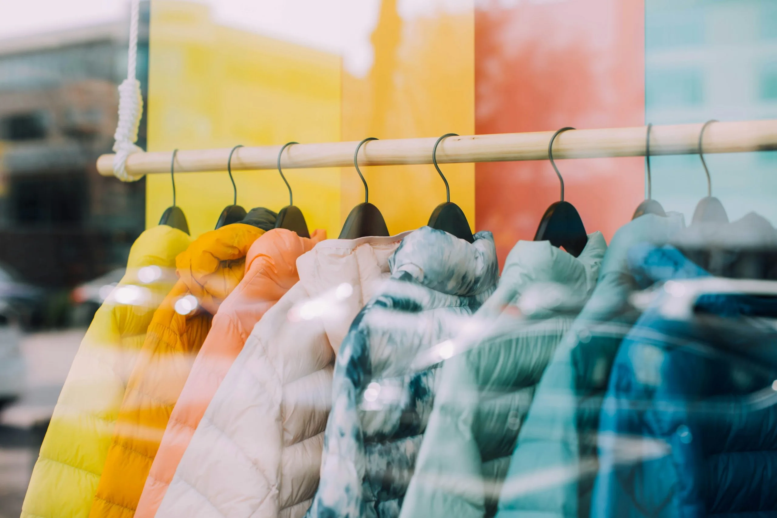 Jackets hanging on a rack