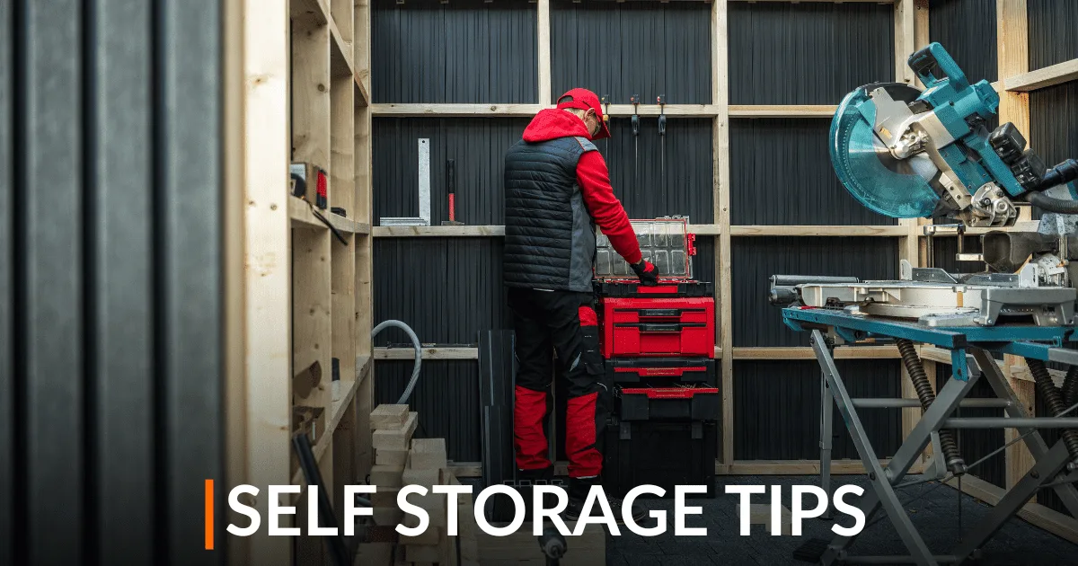 Tradie tools and business stock organised in a Melbourne storage unit